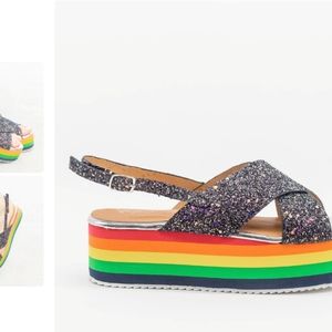 NEW Qupid brand Glitter Rainbow Wedges, 10